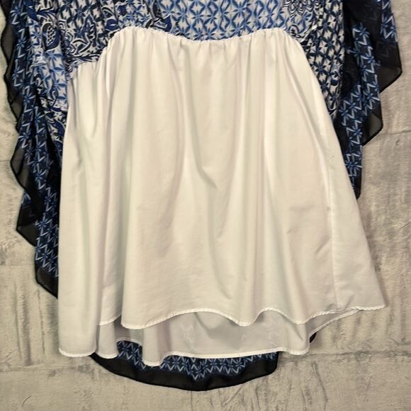 Nine West Blue Floral Off the Shoulder High Low Flowy Fully Lined Dress Size 18 - Picture 9 of 11